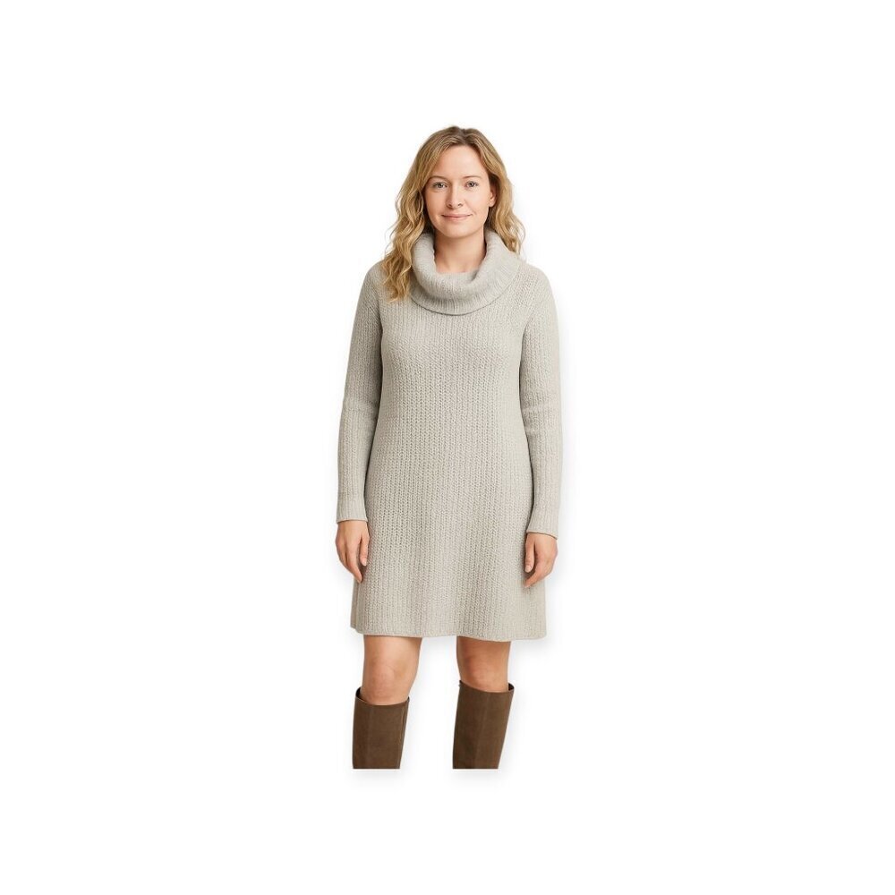 John + Jenn Grey Turtleneck Chunky Knit Sweater Dress Oversized Relaxed Size L